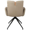 ARMLEHNSTUHL  Sitzfläche 360° drehbar, automatische Rückholfunktion  Echtleder  - Taupe/Schwarz, Design, Leder/Holz (62/87/63cm) - Valnatura
