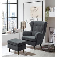 HOCKER in Textil Anthrazit, Schwarz  - Anthrazit/Schwarz, Basics, Holz/Textil (63/43/42cm) - Carryhome