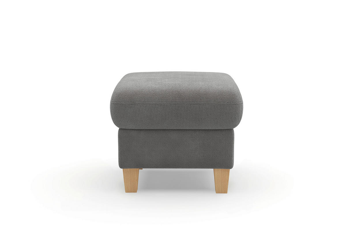 HOCKER GLENDALE E Flachgewebe Grau  - Eichefarben/Grau, KONVENTIONELL, Holz/Textil (58/48/58cm) - Sit & More