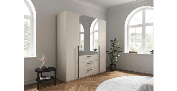 DREHTÜRENSCHRANK 201/235/61 cm,  in Champagner, 4-türig  - Chromfarben/Champagner, Basics, Glas/Holzwerkstoff (201/235/61cm) - Novel