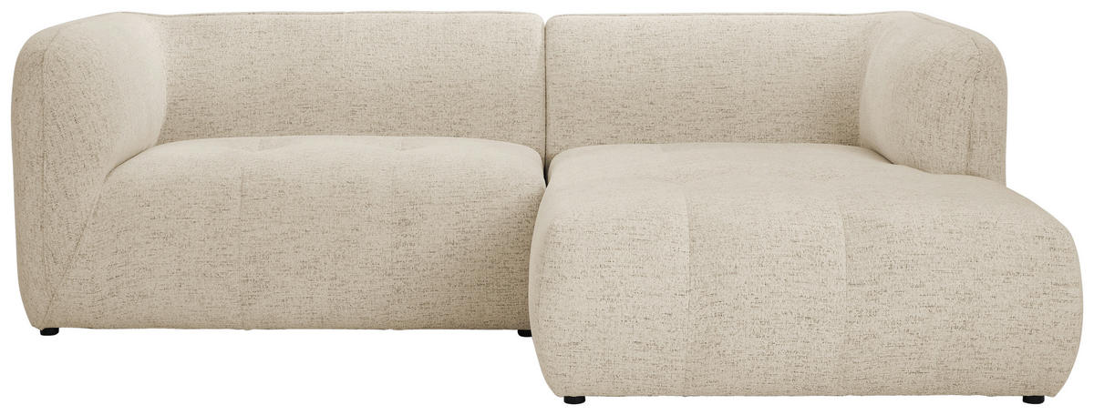ECKSOFA in Chenille Sandfarben  - Sandfarben/Schwarz, Konventionell, Kunststoff/Textil (255/164cm) - MID.YOU