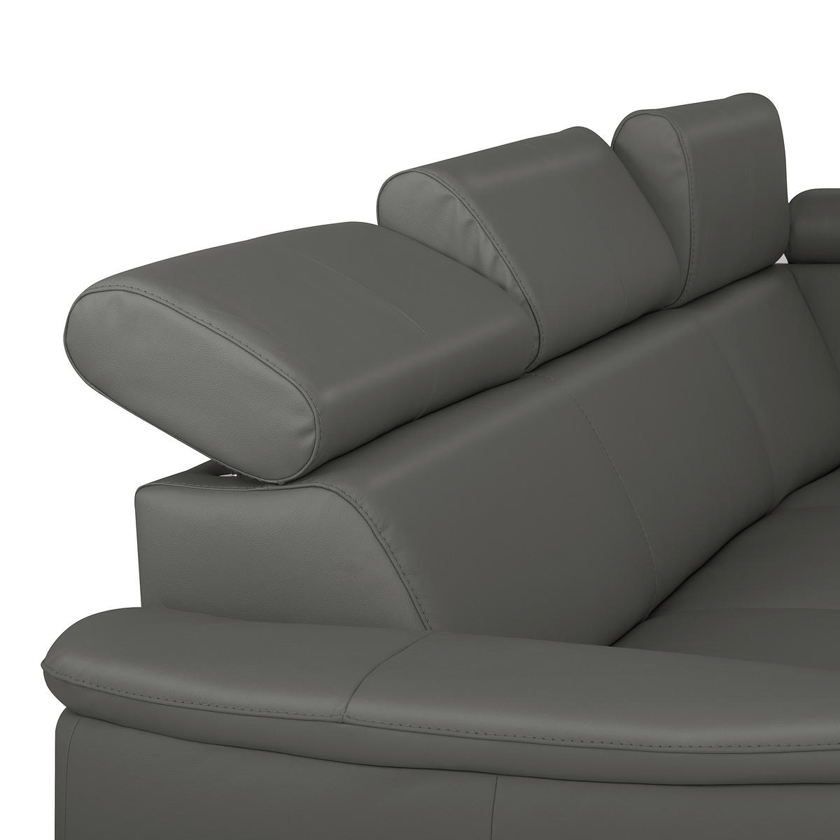 ECKSOFA  in Lederlook Echtleder Anthrazit  - Anthrazit/Silberfarben, Leder/Holz (262/211cm) - Celina Home
