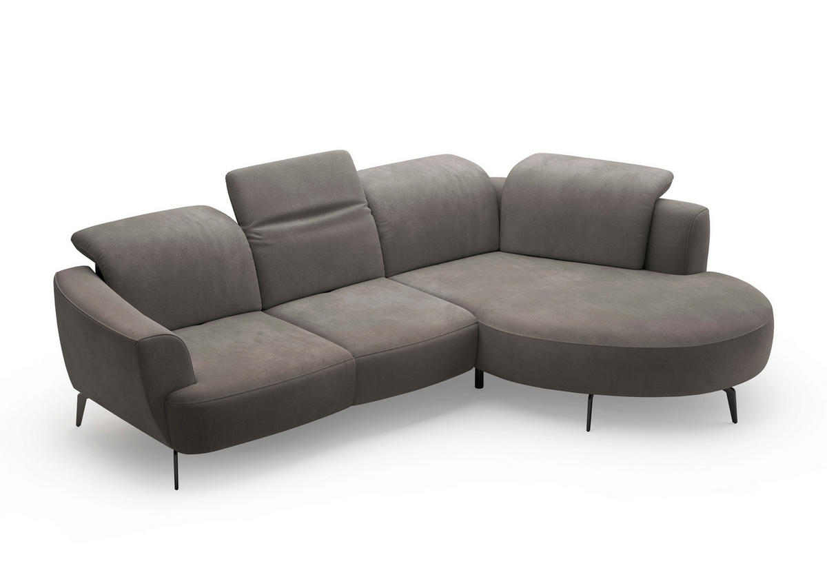 ECKSOFA in Flachgewebe Graphitfarben  - Schwarz/Graphitfarben, Konventionell, Textil/Metall (309/199cm) - Sit & More