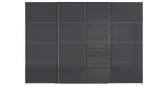 SCHWEBETÜRENSCHRANK 316/235/68 cm 4-türig Grau, Weiß  - Chromfarben/Weiß, Design, Glas/Holzwerkstoff (316/235/68cm) - Novel