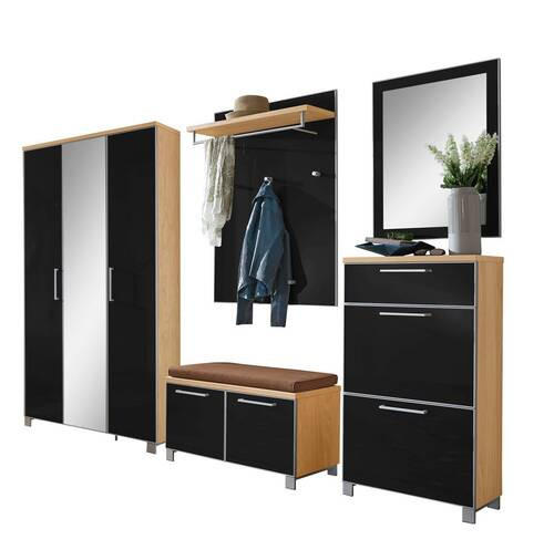 GARDEROBE 6-teilig in 245/195/40 cm - Taupe/Eichefarben, Design, Glas/Holz (245/195/40cm)