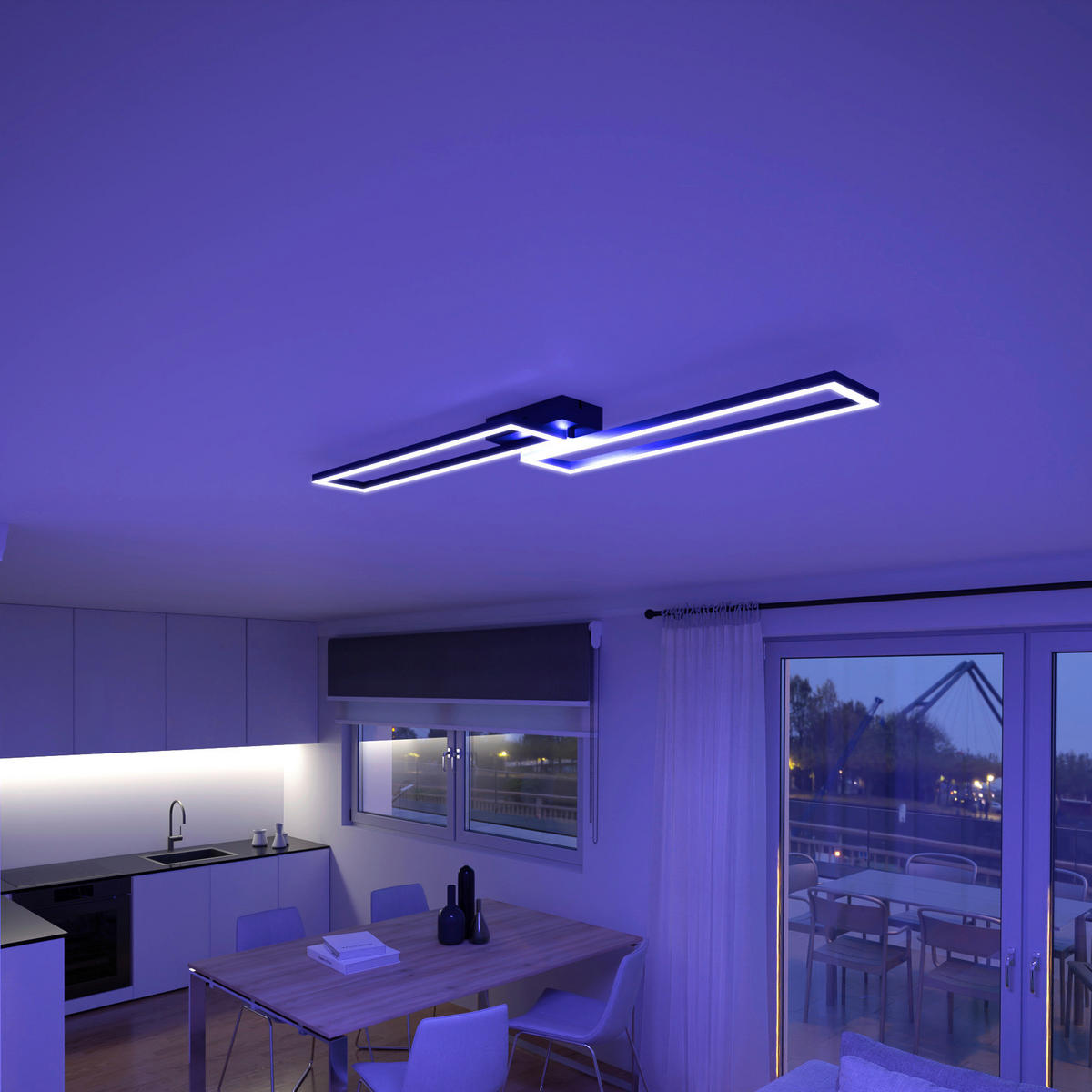 LED-DECKENLEUCHTE  Smart 24,4/7,8/110 cm   - Schwarz, Design, Metall (24,4/7,8/110cm) - Tint