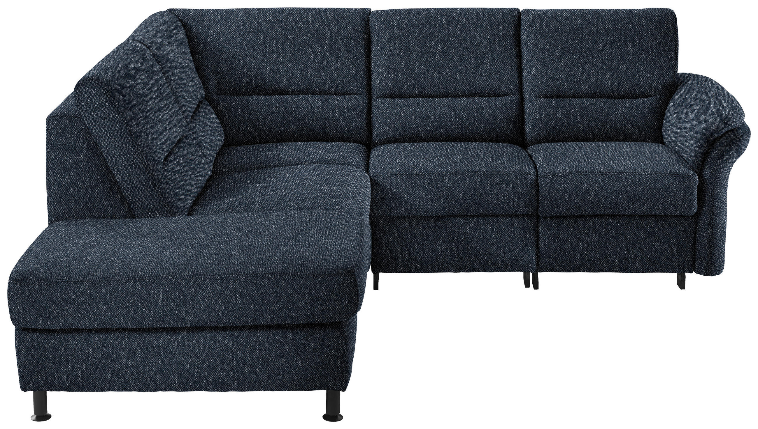 ECKSOFA Flachgewebe Dunkelblau  - Schwarz/Dunkelblau, Modern, Textil/Metall (203/227cm) - Beldomo System