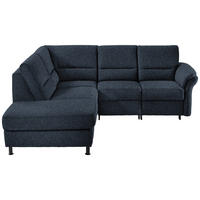 ECKSOFA  in Flachgewebe Dunkelblau Rücken echt  203/227 cm  - Schwarz/Dunkelblau, MODERN, Textil/Metall (203/227cm) - Beldomo System