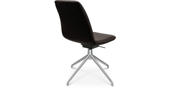 STUHL in Aluminium Echtleder pigmentiert Metall, Leder - Dunkelbraun/Alufarben, Design, Leder/Metall (46/81,5-84,5/55cm) - Johann Jakob
