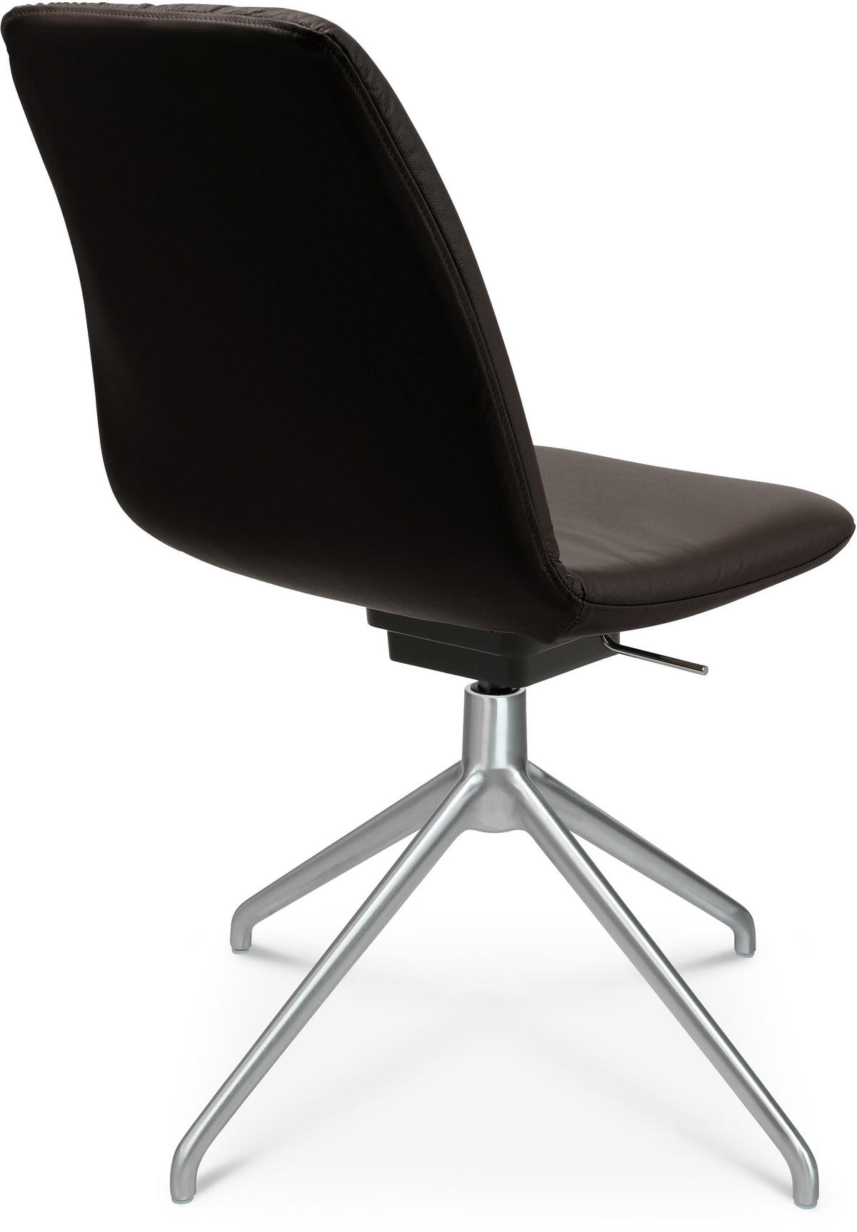 STUHL  in Aluminium Echtleder pigmentiert  - Dunkelbraun/Alufarben, Design, Leder/Metall (46/81,5-84,5/55cm) - Johann Jakob