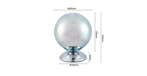 TISCHLEUCHTE Galaxy 20/25 cm  - Chromfarben, LIFESTYLE, Glas/Metall (20/25cm) - Novel