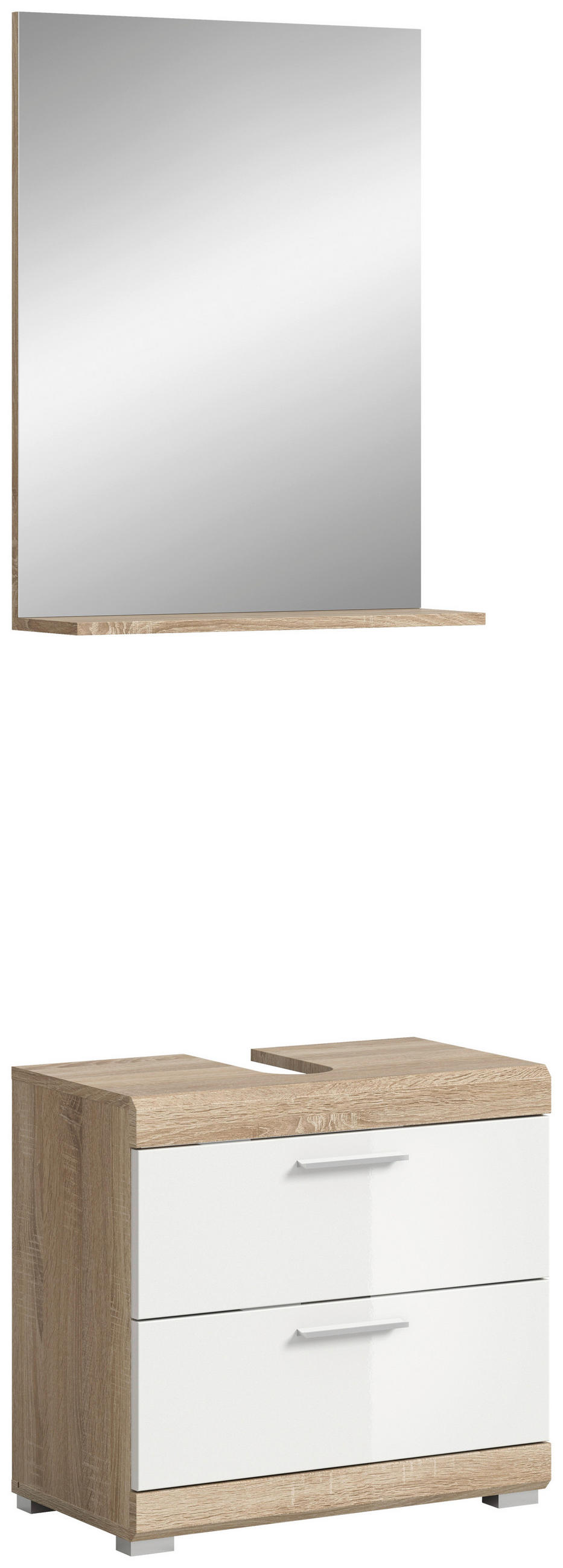 BADEZIMMER 2-teilig  in 60 cm  - Weiß Hochglanz/Silberfarben, MODERN, Glas/Holzwerkstoff (60cm) - MID.YOU