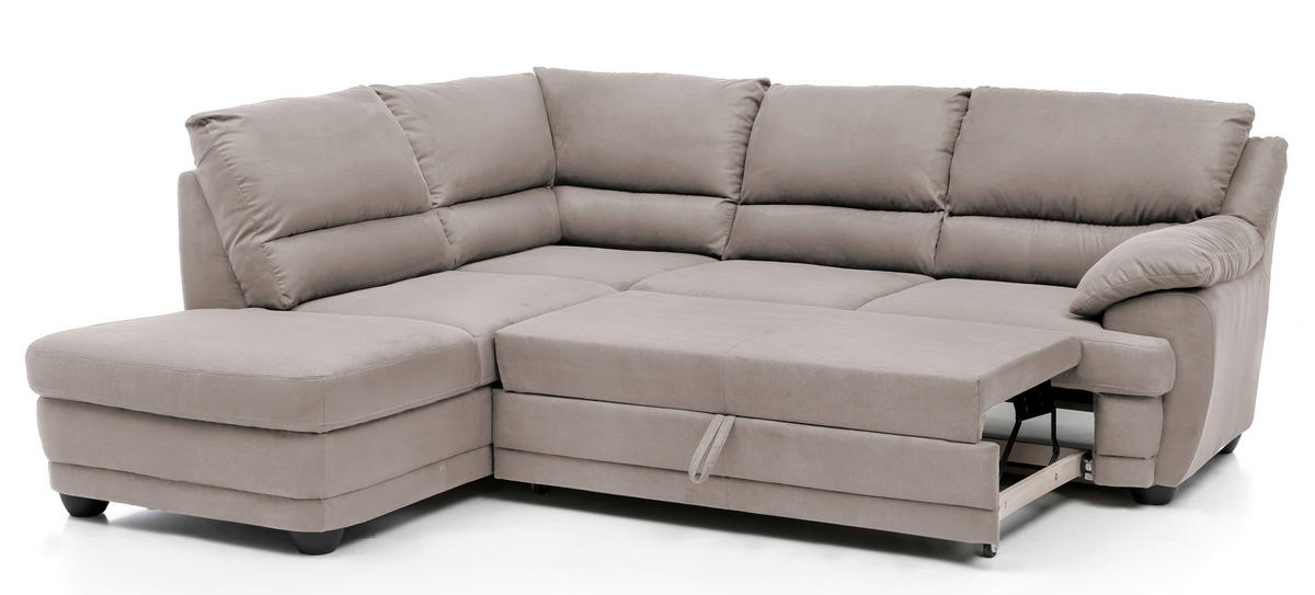 ECKSOFA in Mikrofaser Beige  - Beige/Schwarz, Design, Kunststoff/Textil (225/245cm) - Livetastic