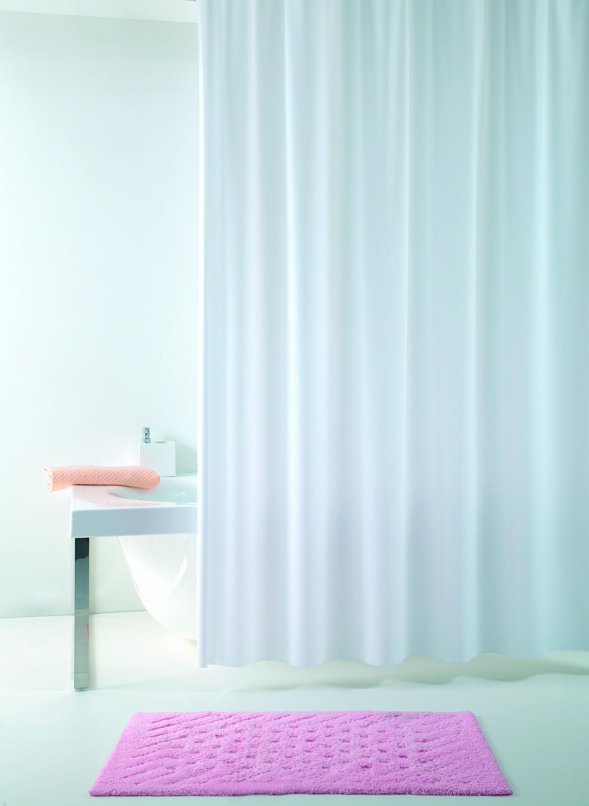 SPRCHOVÝ ZÁVES, 240/200 cm - biela, Basics, plast (240/200cm) - Grund