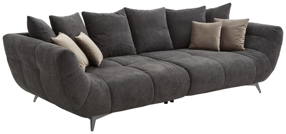 VELIKA SOFA crna  - siva/boja nerđajućeg čelika, Dizajnerski, tekstil/metal (300/79/133cm) - Hom`in