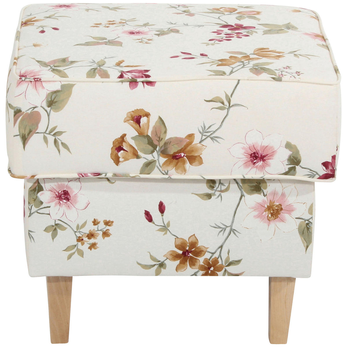 HOCKER in Textil Weiss  - Weiss/Buchefarben, Design, Holz/Textil (53/45/53cm) - Max Winzer