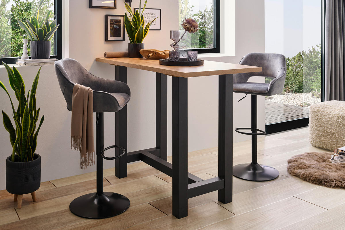 BARTISCH in Holzwerkstoff 140/70/105 cm   - Eichefarben/Schwarz, KONVENTIONELL, Holzwerkstoff (140/70/105cm) - Carryhome