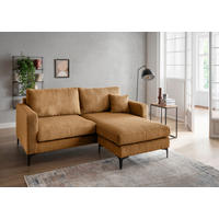 ECKSOFA Eliza Goldfarben Cord  - Goldfarben/Schwarz, Basics, Textil/Metall (204/153cm) - Livetastic