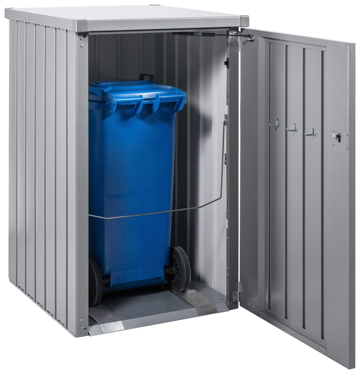 MÜLLTONNENBOX 80/129/88 cm  - Silberfarben, Basics, Metall (80/129/88cm) - Biohort