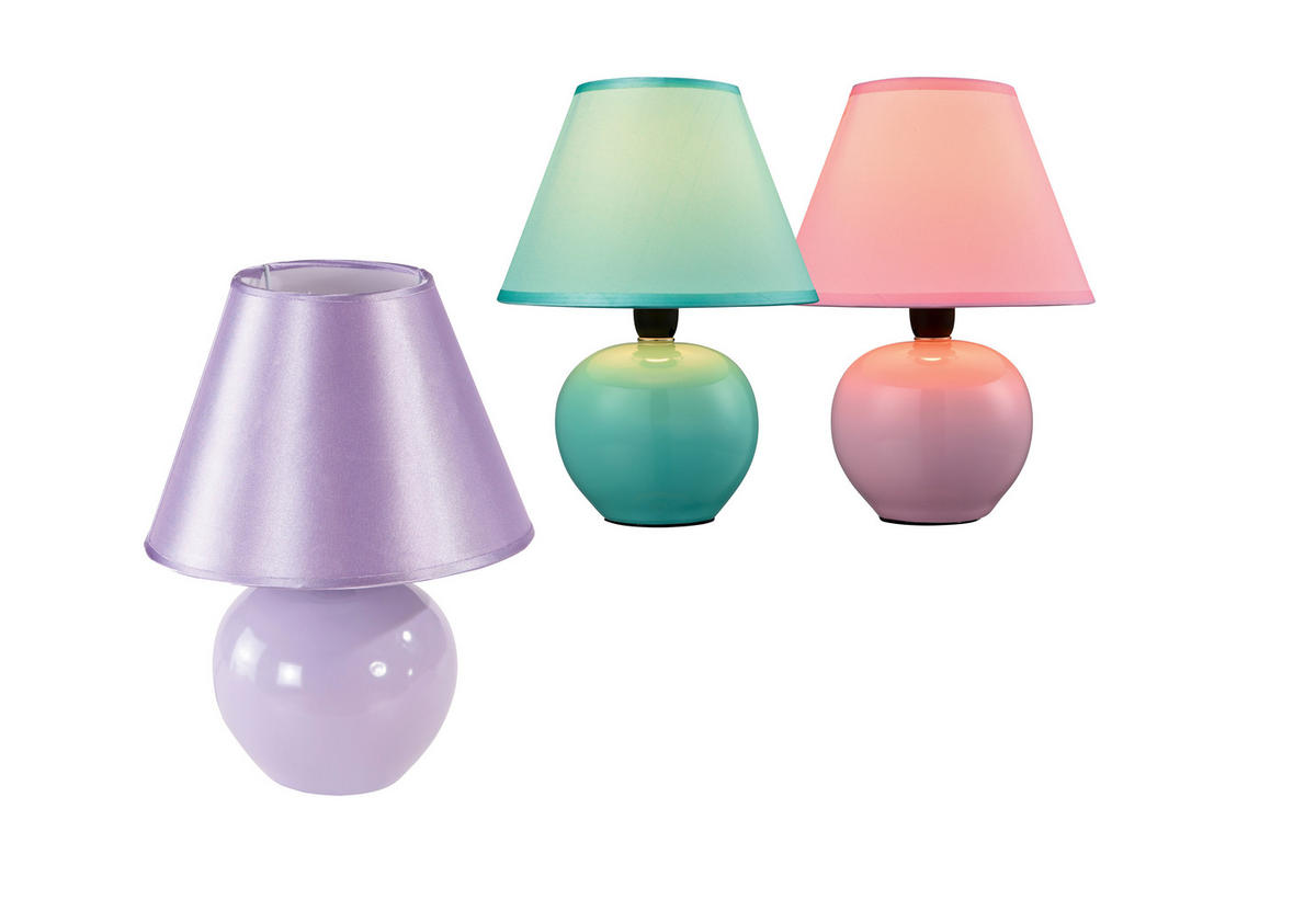 STOLNÍ LAMPA, 18/23 cm  - šeříková, Konvenční, textil/keramika (18/23cm) - Ondega