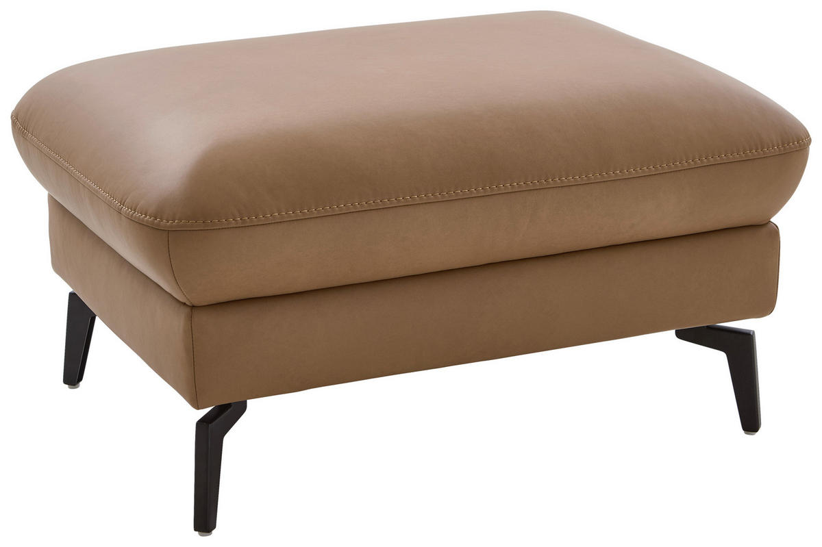 ECKSOFA in Echtleder Haselnussfarben  - Schwarz/Haselnussfarben, Natur, Leder/Metall (281/168cm) - Valdera