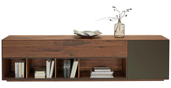 LOWBOARD in Bronzefarben, Nussbaumfarben - Nussbaumfarben/Bronzefarben, Natur, Glas/Holz (130/61/41cm) - Dieter Knoll