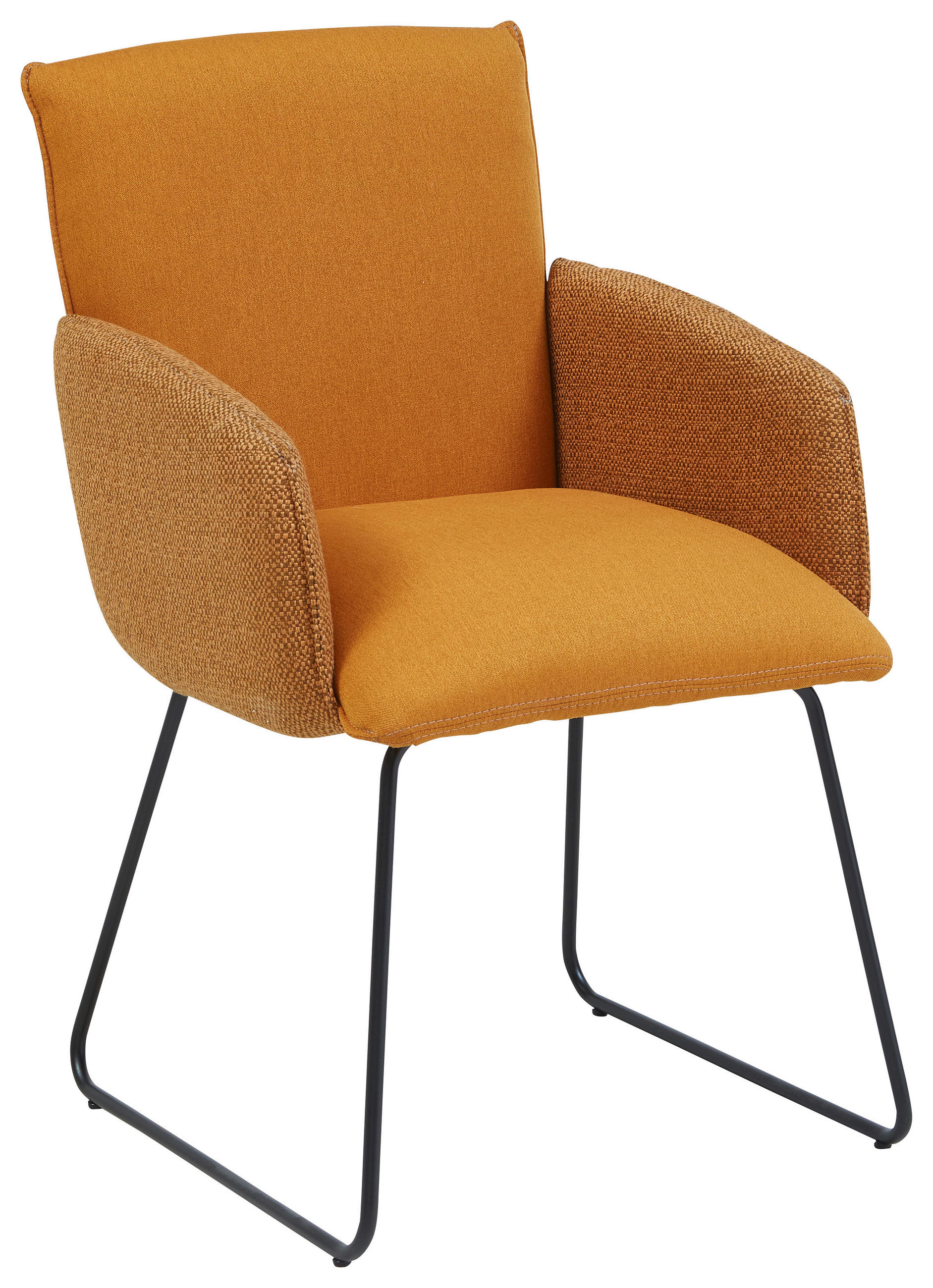 ARMLEHNSTUHL Stahl Webstoff  - Schwarz/Orange, Design, Textil/Metall (60/95/61cm) - Linea Natura