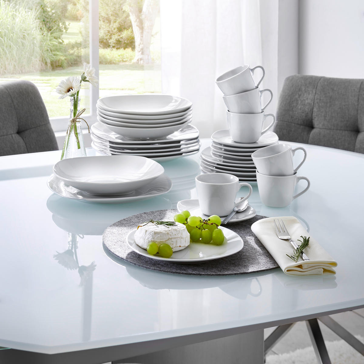 KÁVOVÁ SOUPRAVA, 18dílné, porcelán - bílá, Basics, keramika - Boxxx