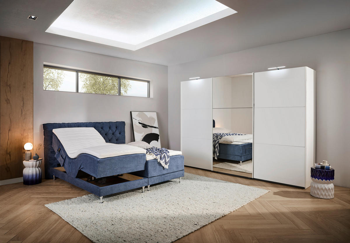 BOXSPRINGBETT 160/200 cm  in Blau  - Blau/Silberfarben, Basics, Holzwerkstoff/Textil (160/200cm) - Welnova