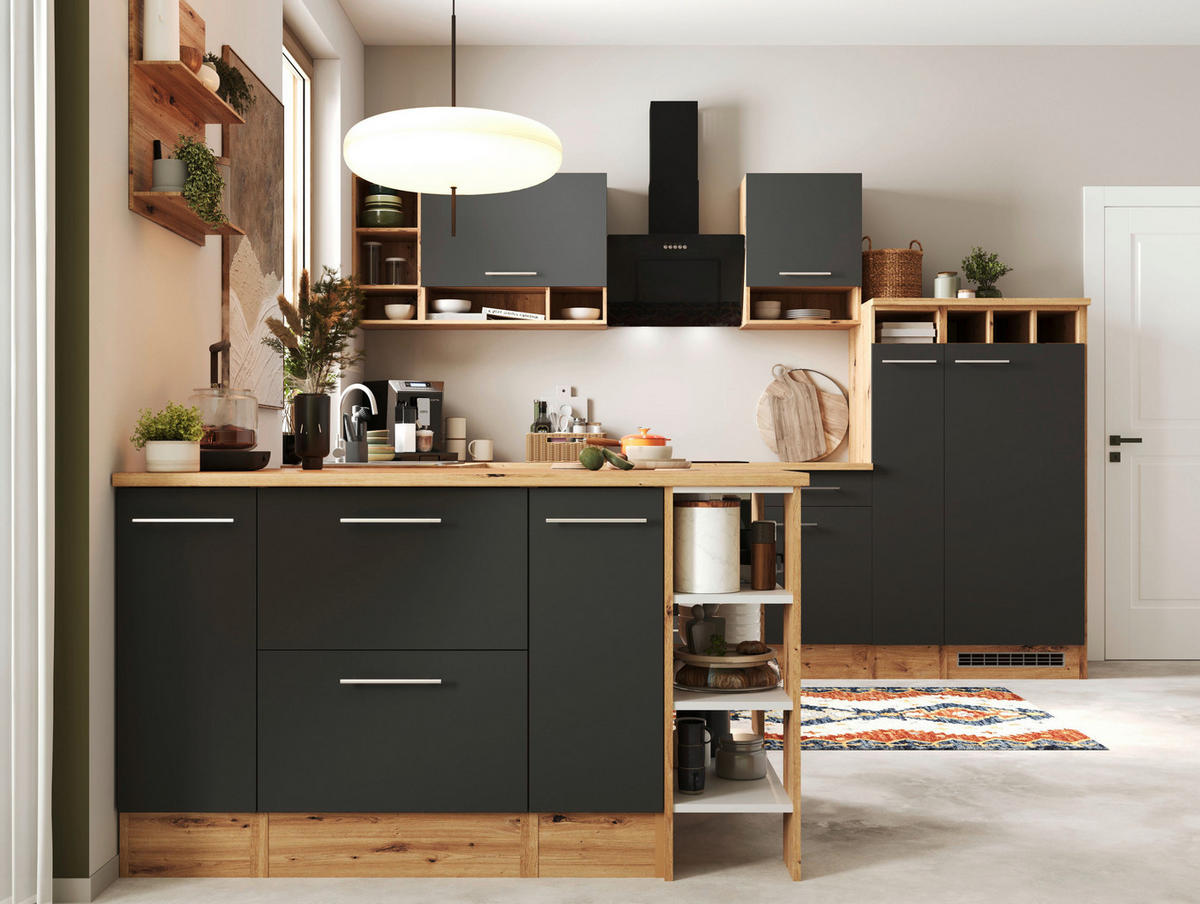 ECKKÜCHE 310/172 cm  in Grau  - Wildeiche/Alufarben, Design, Holzwerkstoff/Metall (310/172cm) - Respekta