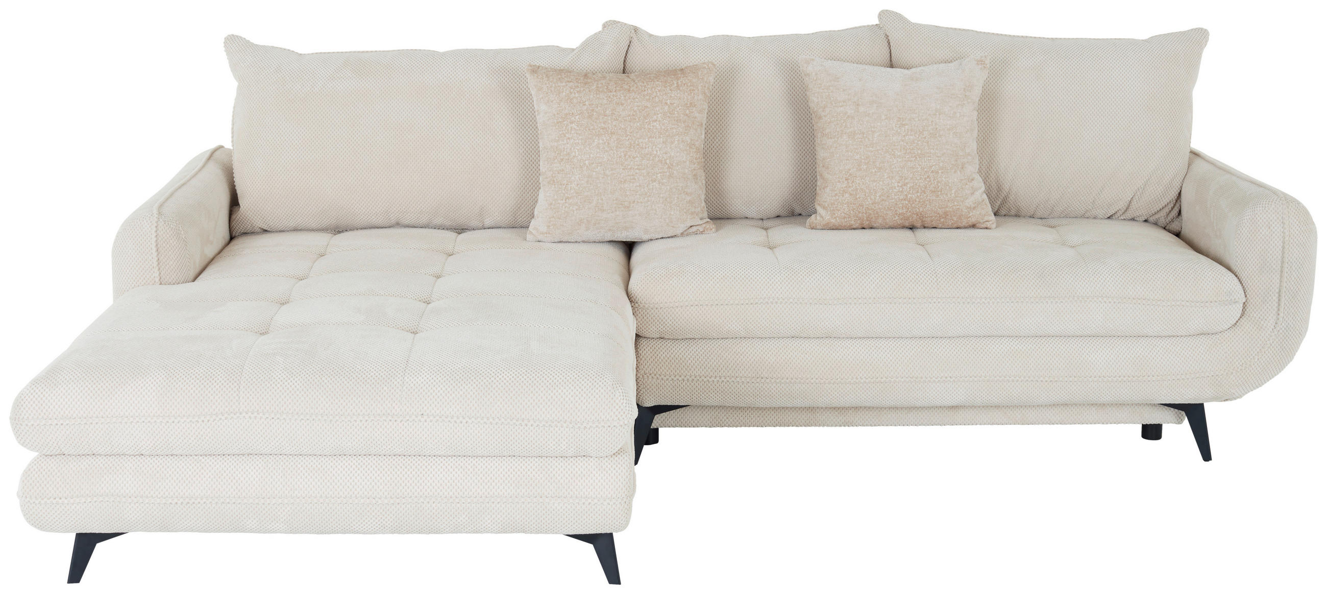 ECKSOFA WAVE Creme Struktur  - Beige/Creme, MODERN, Textil/Metall (189/266cm) - MID.YOU