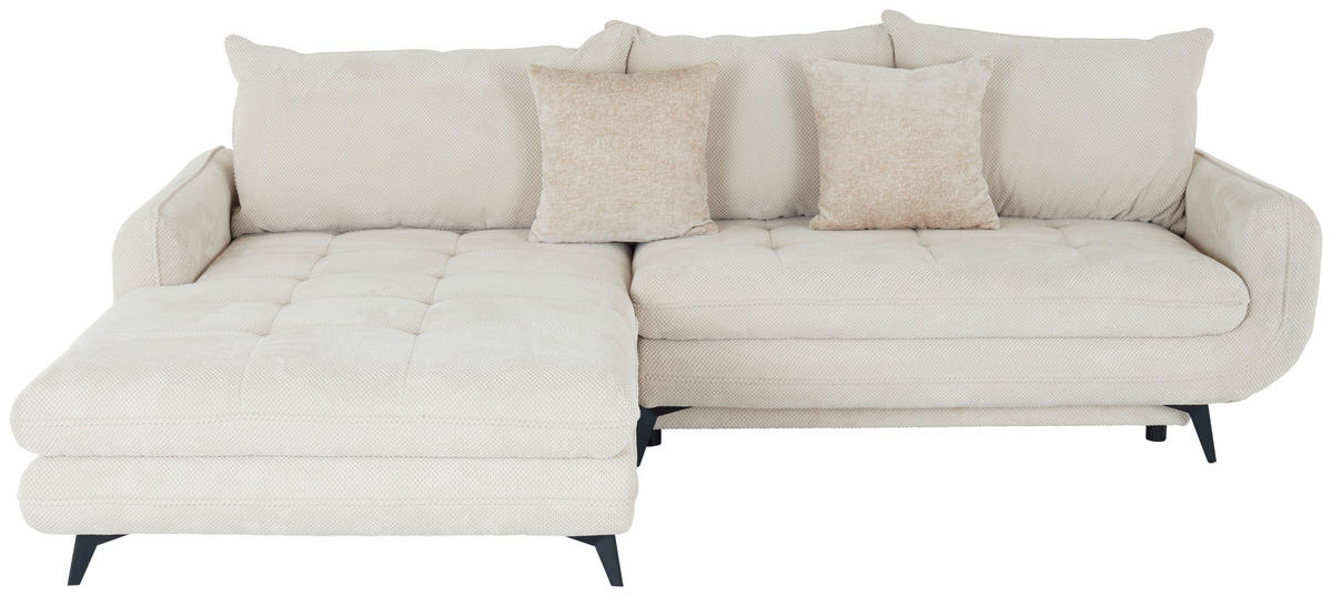 ECKSOFA WAVE Creme Struktur  - Beige/Creme, MODERN, Textil/Metall (189/266cm) - MID.YOU