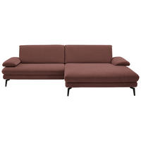 ECKSOFA Chenille, Flachgewebe Weinrot  - Weinrot/Schwarz, Design, Textil/Metall (284/180cm) - Dieter Knoll