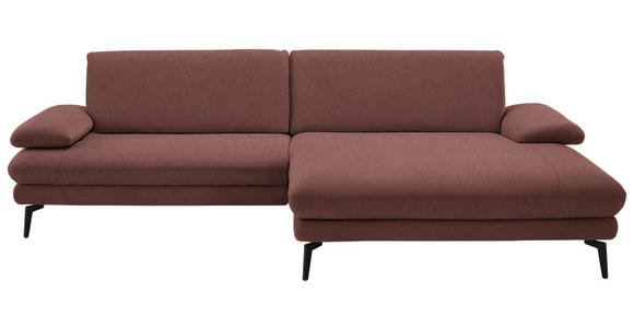 ECKSOFA  in Chenille, Flachgewebe Weinrot  284/180 cm  - Weinrot/Schwarz, Design, Textil/Metall (284/180cm) - Dieter Knoll