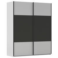 SCHWEBETÜRENSCHRANK 181/223/68 cm 2-türig Grau, Graphitfarben  - Schwarz/Graphitfarben, KONVENTIONELL, Holzwerkstoff/Metall (181/223/68cm) - Novel