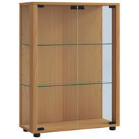 VITRINA, barve bukve - črna/barve bukve, Design, umetna masa/steklo (60/80/25cm) - MID.YOU
