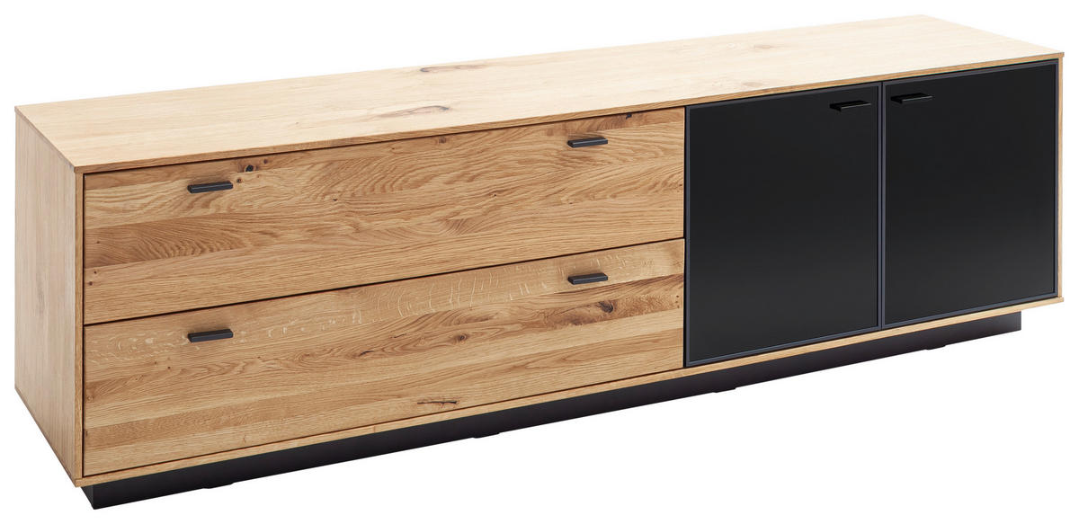 LOWBOARD  in 209/61/50 cm  - Eichefarben/Anthrazit, Natur, Glas/Holz (209/61/50cm) - Linea Natura