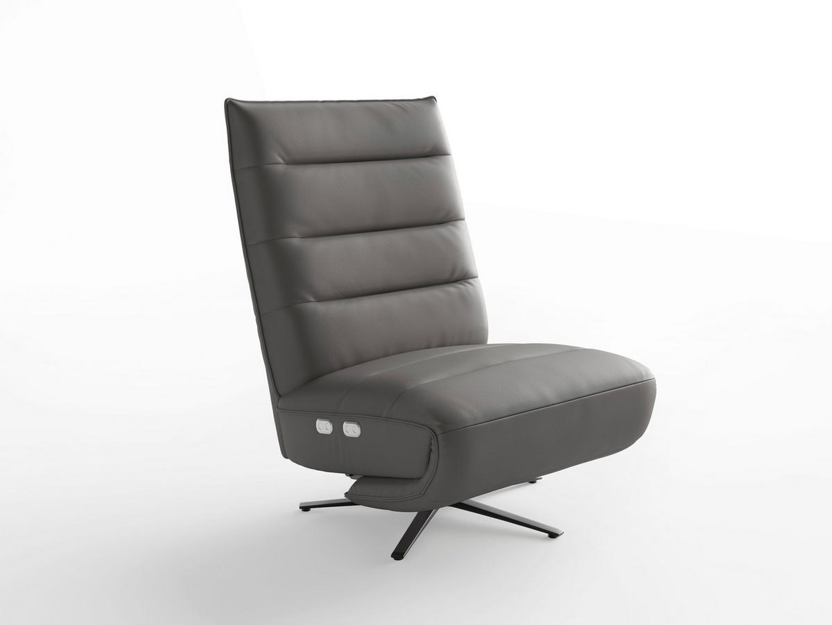 RELAXSESSEL Leder Mokka  - Schwarz/Mokka, Basics, Leder/Metall (80/109/98cm) - Sit & More
