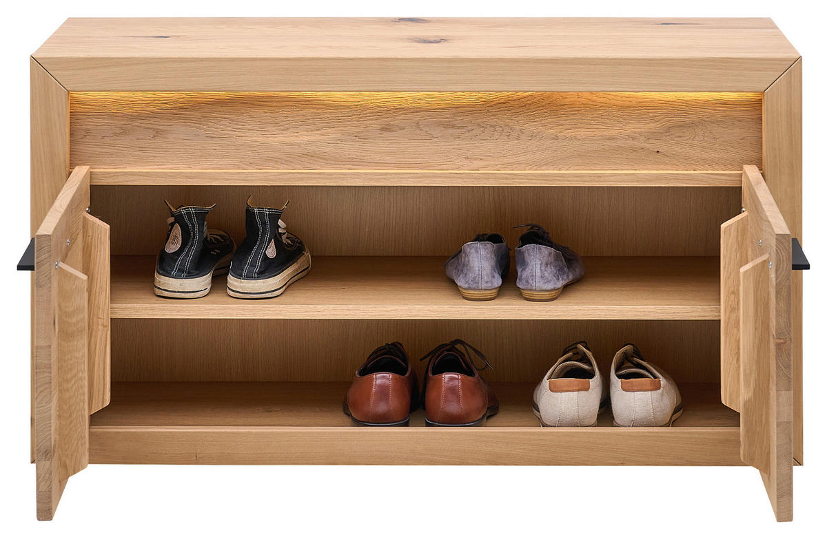 GARDEROBENBANK  in 99,6/57,4/40 cm  - Eichefarben/Schwarz, KONVENTIONELL, Holz/Metall (99,6/57,4/40cm) - Linea Natura