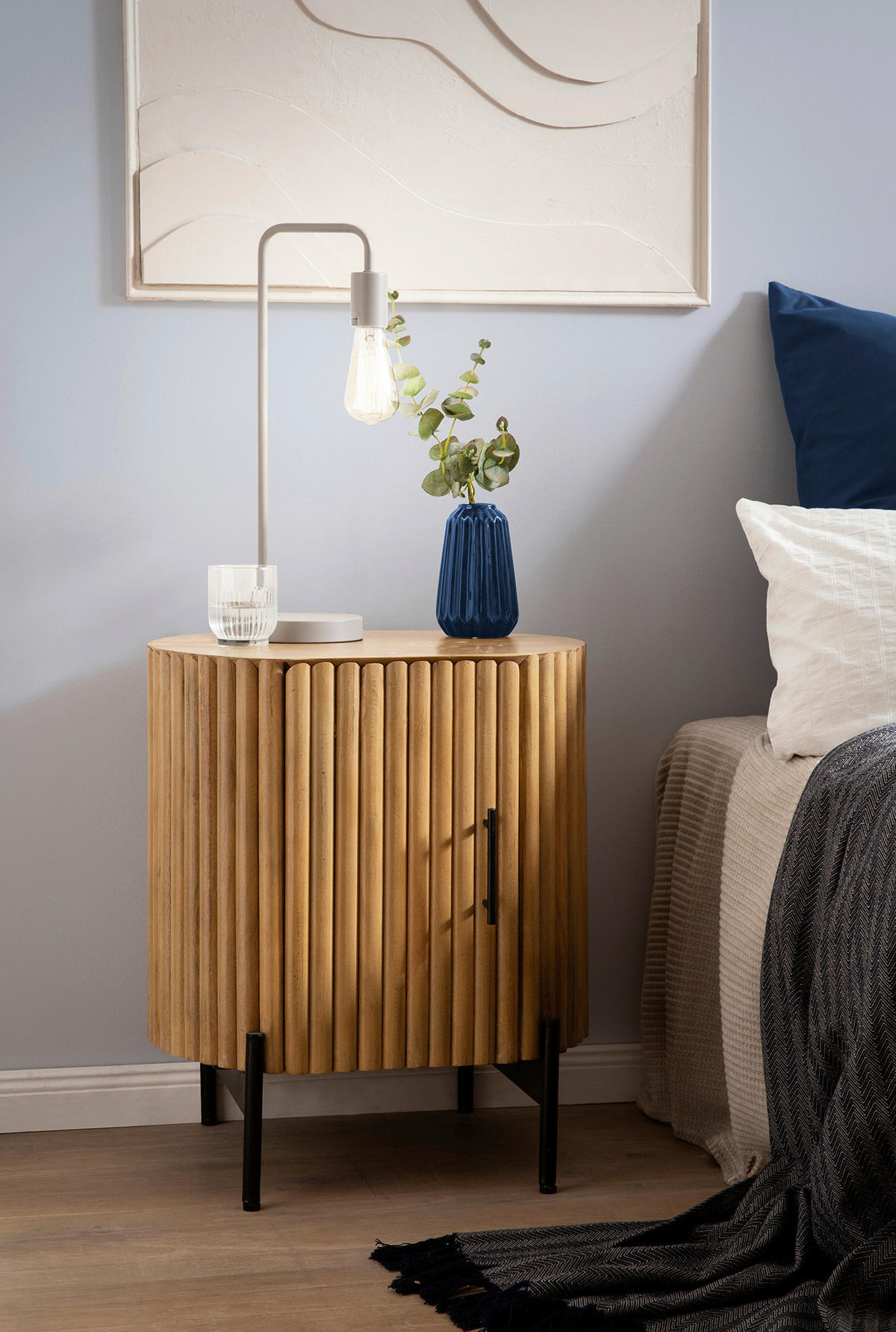 NACHTSCHRANK 50/60/40 cm Mangoholz massiv  - Schwarz/Naturfarben, Basics, Holz/Metall (50/60/40cm) - Livetastic