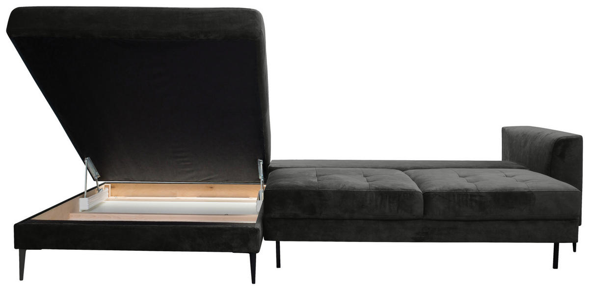 ECKSCHLAFSOFA in Mikrofaser Anthrazit  - Anthrazit/Schwarz, Modern, Textil (280/168cm) - Trendmanufaktur