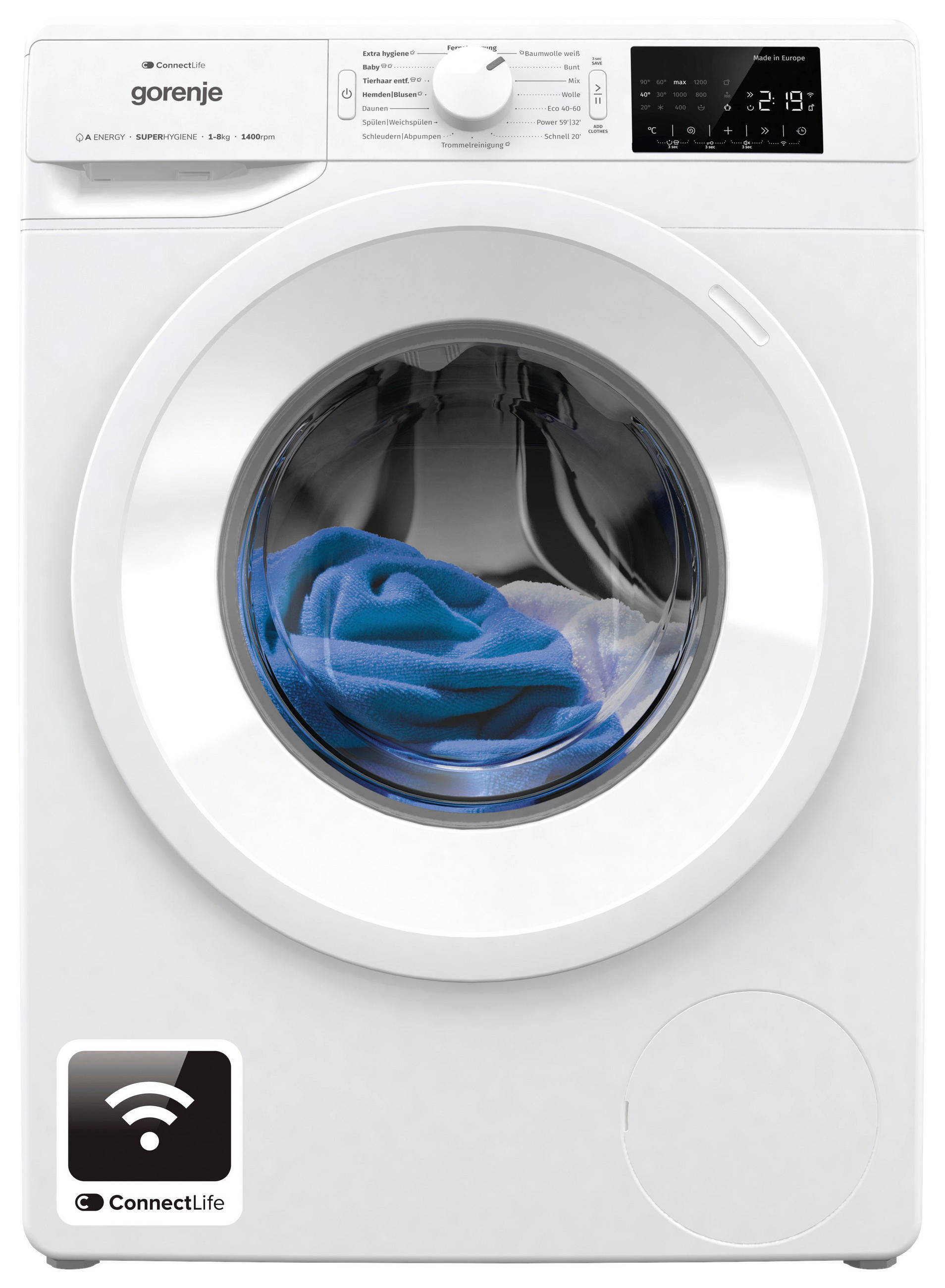 WASCHMASCHINE WPNEI84A1DTS   - Weiß, Basics, Glas/Kunststoff (60/85/54,5cm) - Gorenje