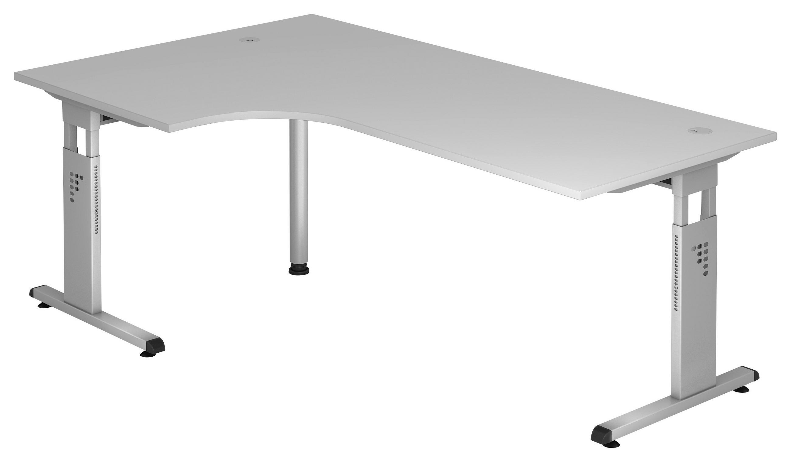 ECKSCHREIBTISCH 120/200/65-85 cm Grau höhenverstellbar, seitenverkehrt montierbar  - Silberfarben/Grau, KONVENTIONELL, Holzwerkstoff/Metall (120/200/65-85cm) - Venda