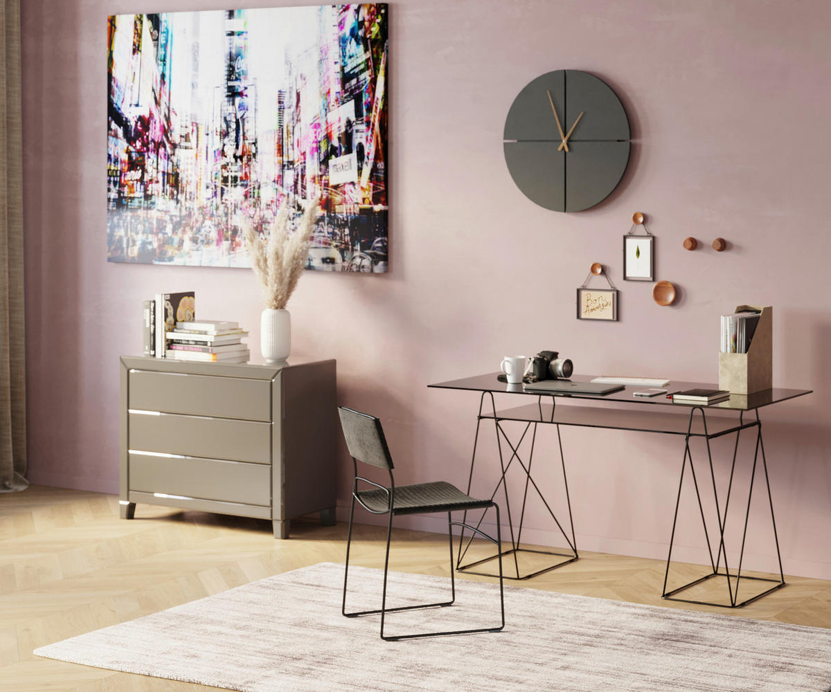 SCHREIBTISCH 135/65/74 cm  in Grau  - Schwarz/Grau, LIFESTYLE, Glas/Metall (135/65/74cm) - Kare-Design