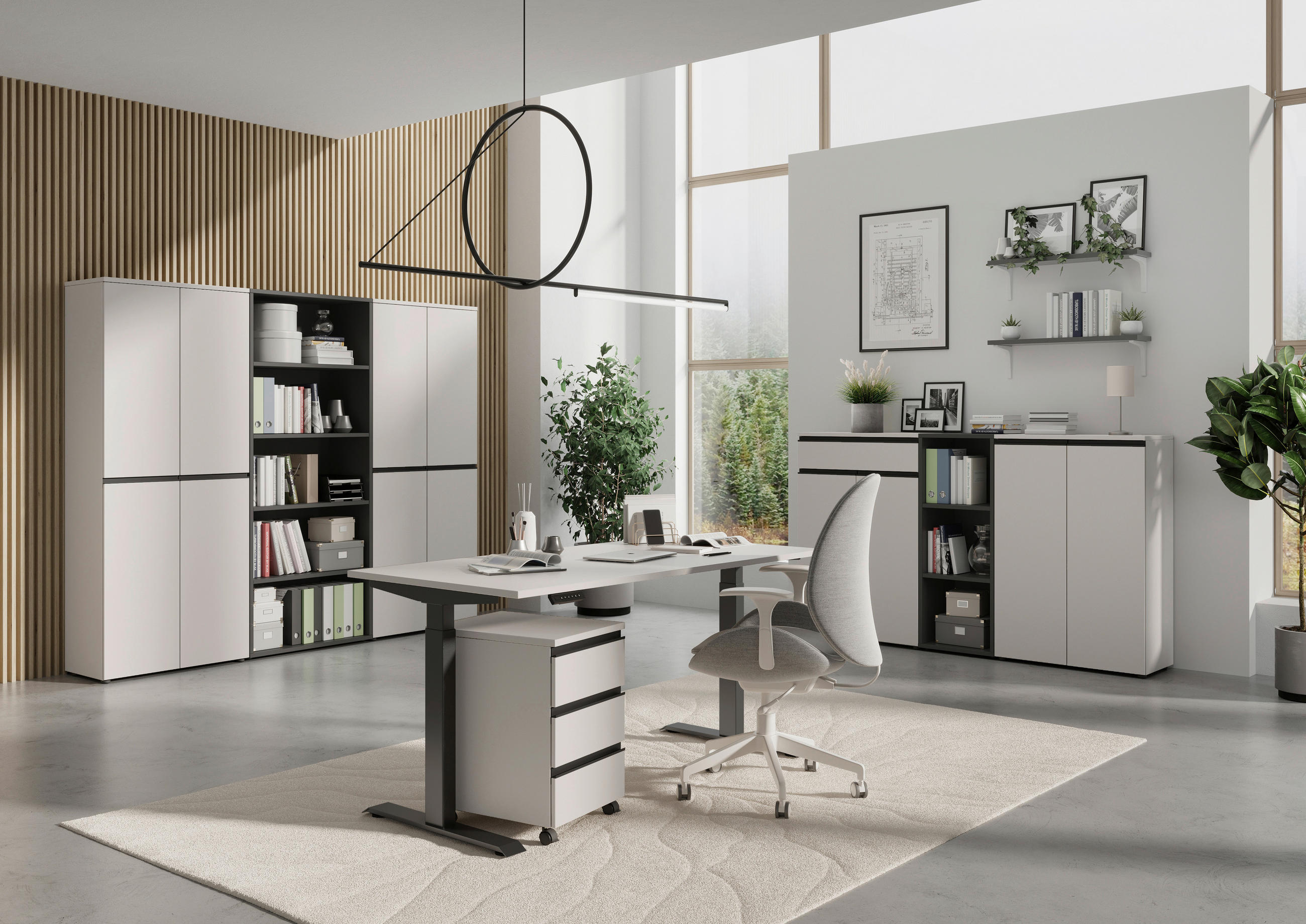 AKTENSCHRANK Kaschmir  - Kaschmir/Graphitfarben, MODERN, Holzwerkstoff (81/197/40cm) - Germania