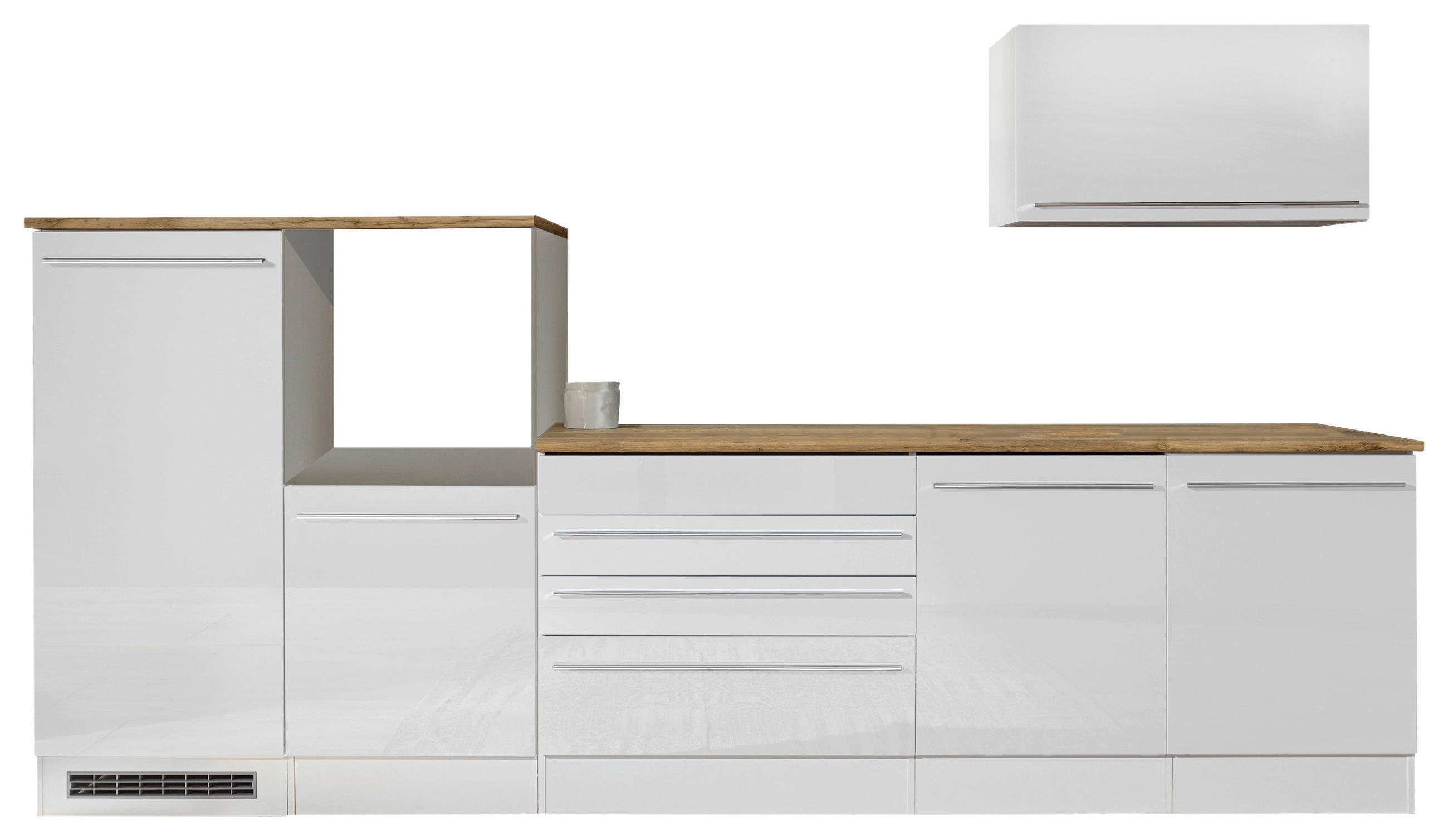 MODULKÖK UTAN VITVAROR 320 cm   i vit, vit högglans  - vit/skogsek, Basics, metall/trämaterial (320cm) - Respekta