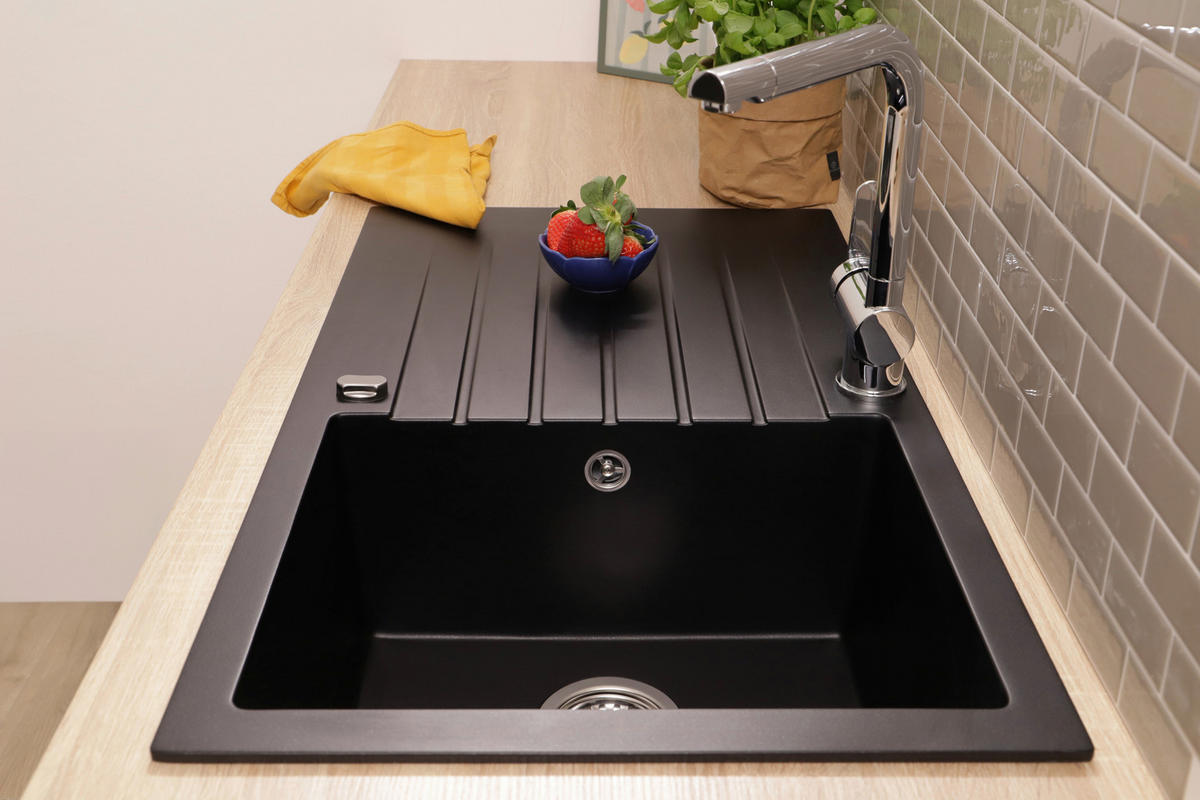Chiuvetă Bucătărie - negru, Trend, piatră (86/22/50cm) - Respekta