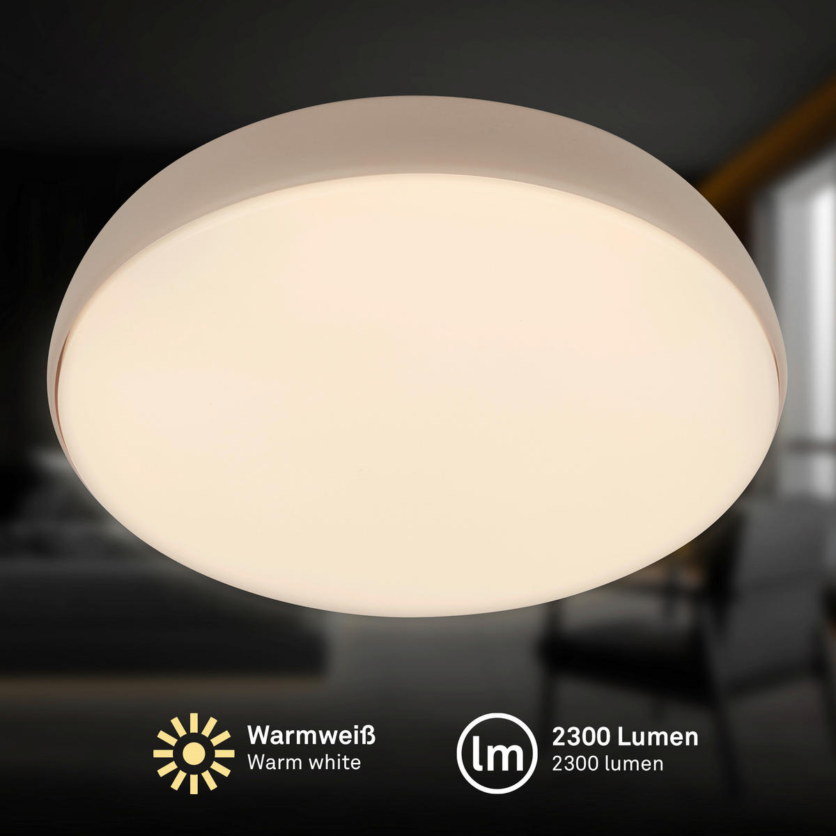 STROPNÉ LED SVIETIDLO, 35/8,5 cm  - béžová, Basics, kov/plast (35/8,5cm)