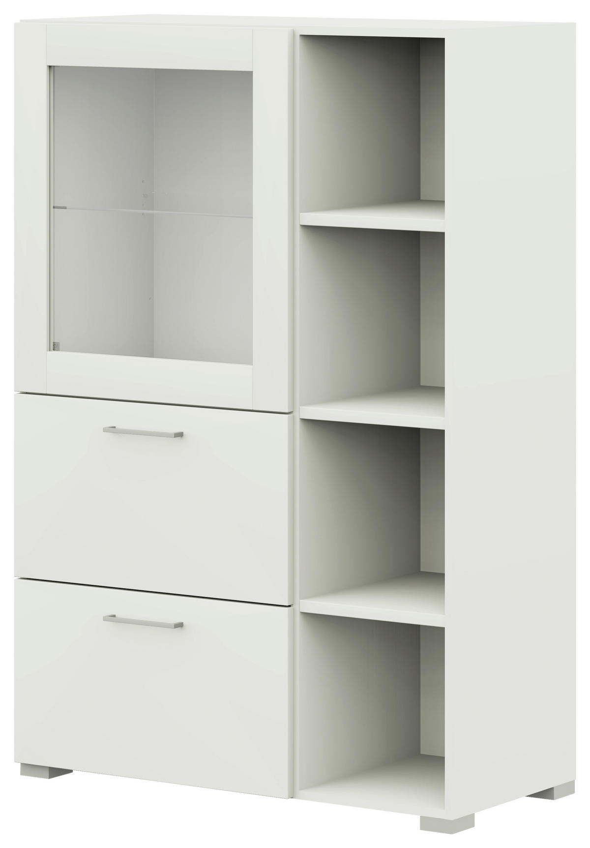 VITRINE in Weiss  - Weiss/Edelstahlfarben, Design, Glas/Holzwerkstoff (100/143,3/41,9cm) - Cantus