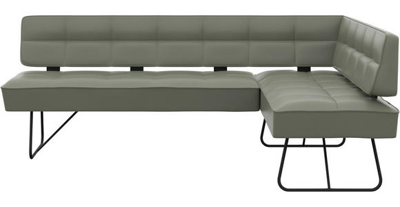 ECKBANK 227/165 cm  in Graugrün  - Schwarz/Graugrün, Design, Leder/Metall (227/165cm) - Moderano